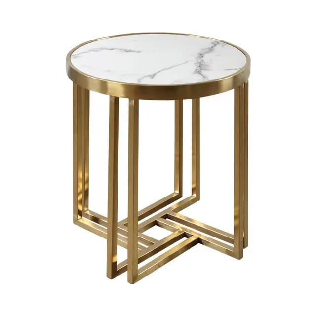 Round Gold Metal Sofa Side Table