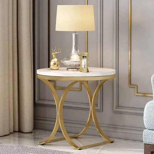 Modern Luxurious Round White Stone Side Table