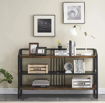 Long Rustic Entry Table with Shelves