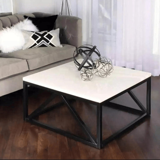 Luxury Metal Frame Base Laminated Top Coffee Center Table