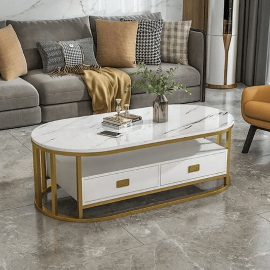 Natural Oval Coffee Table Living Room Luxury White Lounge Computer Coffee Table