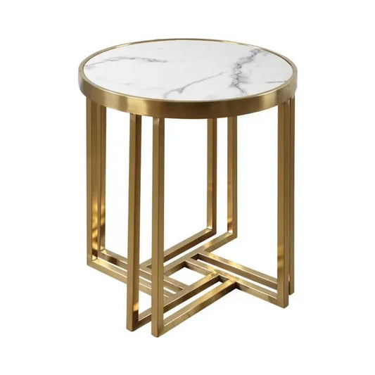 Round Gold Metal Sofa Side Table