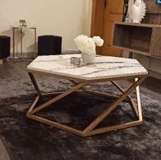 Hexagon Coffee Table Wooden Center Table