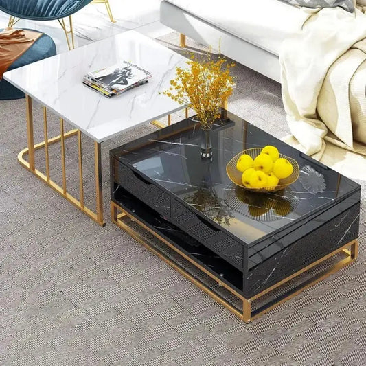 Living Lounge Luxury Double Rec Nesting Coffee Center Table Set
